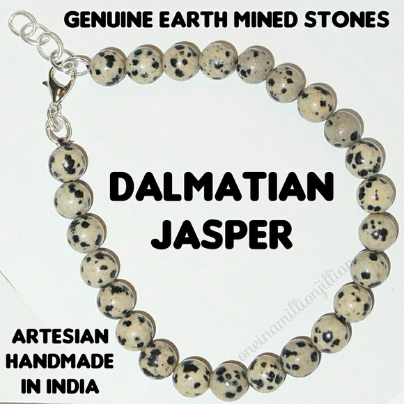 Natural Dalmatian Jasper Stone Beaded Bracelet - Picture 1 of 3
